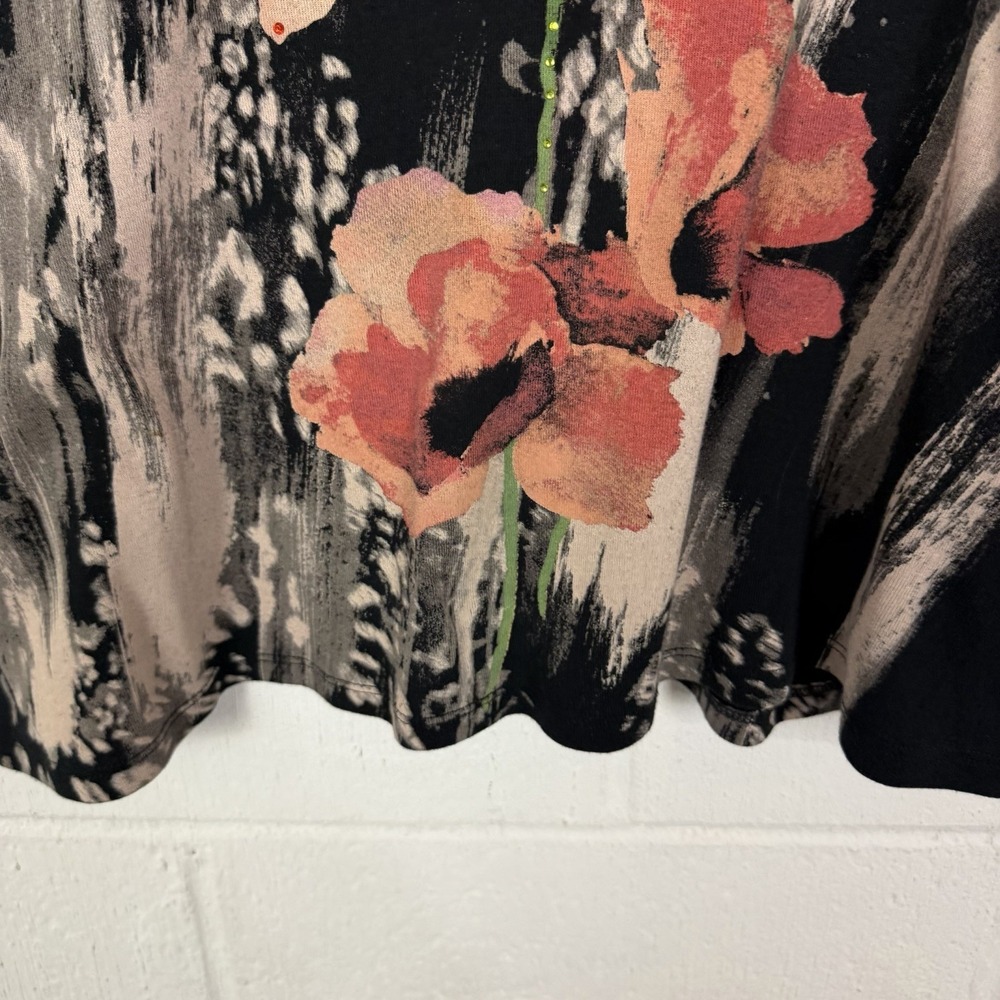 Jess & Jane Top Sparkly Gems Floral Bloom Core Artsy Art-to-Wear Maximalist 1X - Picture 7 of 13